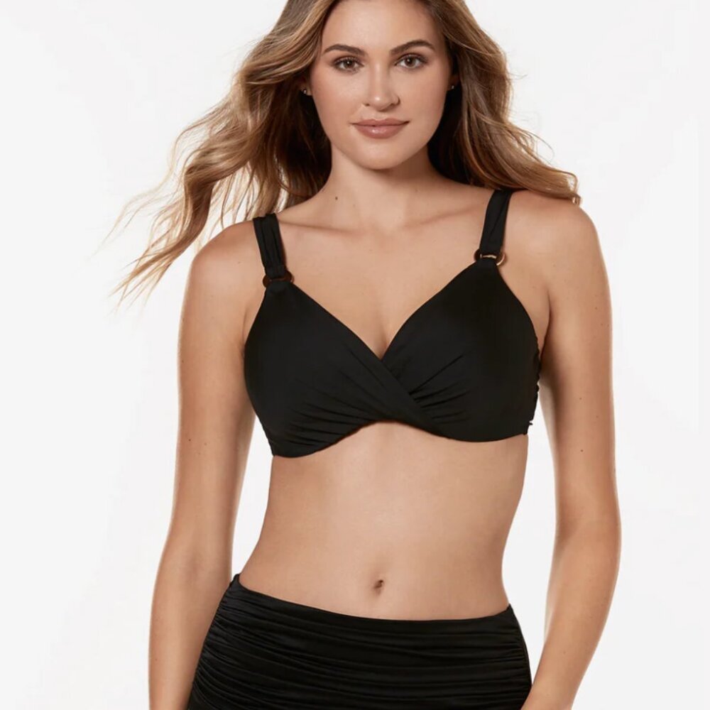 Miraclesuit Black Twist-Front Bikini Top